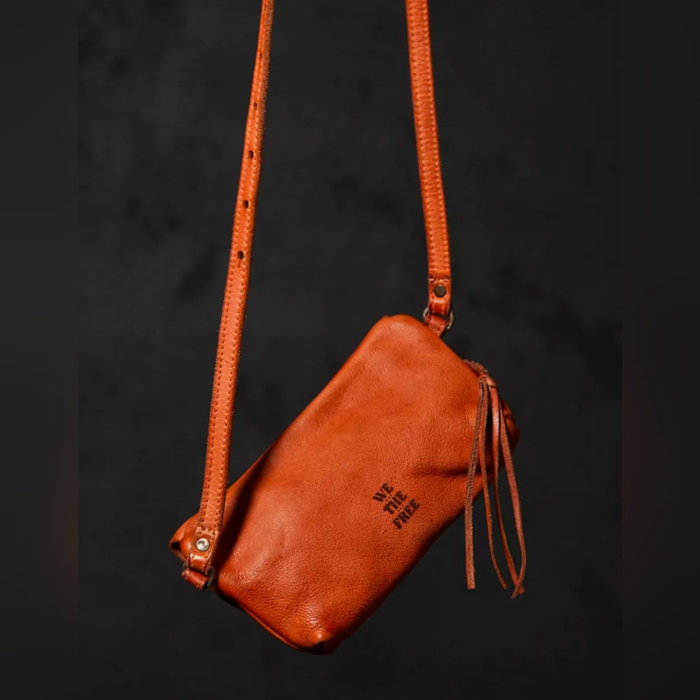 Free People Crossbody - NWT. We The Free Leather Bag, Burnt Red 7.3x4.3 Inches